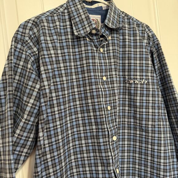 Cinch Plaid Long Sleeve Button Down Western Shirt Men’s Medium Blue Cowboy Rodeo - Picture 3 of 9